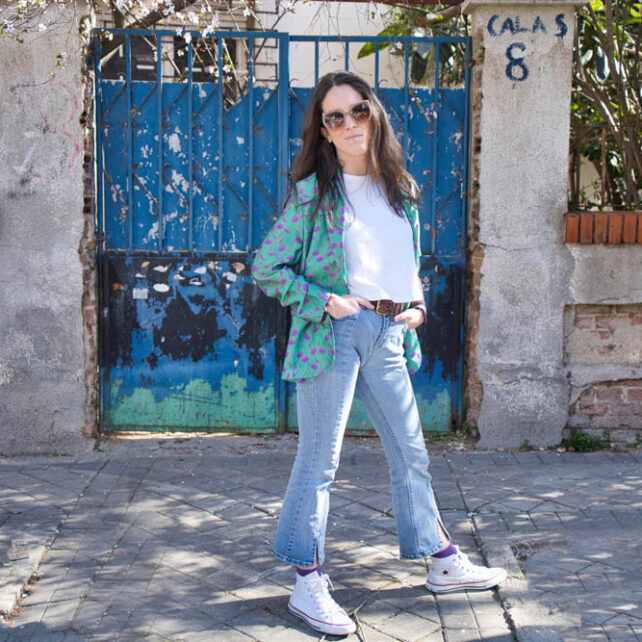 chaqueta cuello esmoquin bee pipa verde morada