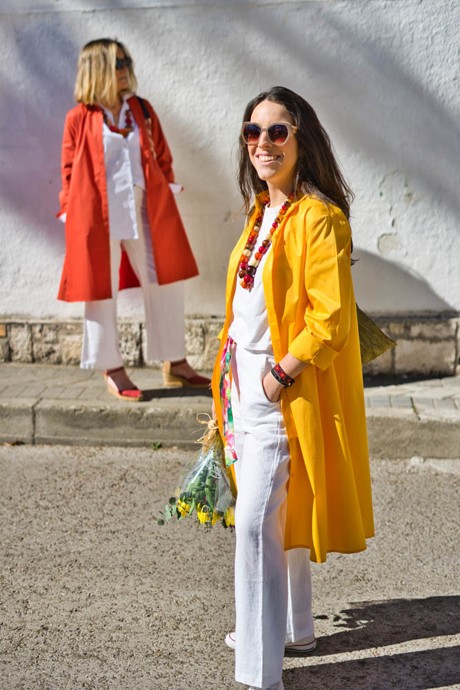 camisola popelín Bee Pipa naranja y amarilla