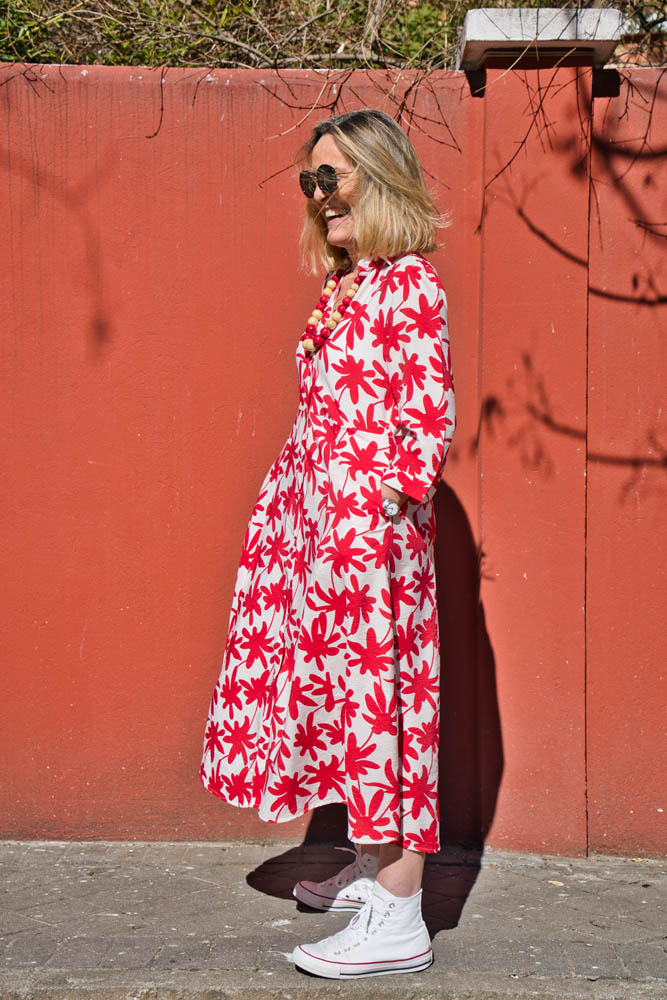 vestido camisero flores rojas bee pipa